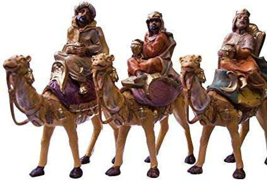 Collectible Figurines * | Clearance Village Gift Importers 5 Christmas Nativity Collection | Three Wise Men Bundle | Three Kings With Camels | Traditional Nativity Figures With New Merchants! | Hand-Painted And Made In Italy