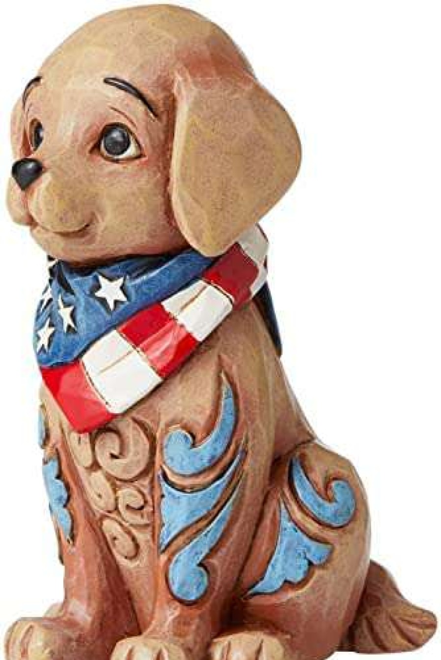 Collectible Figurines * | Outlet Patriotic Puppy Dog Bandana Figurine