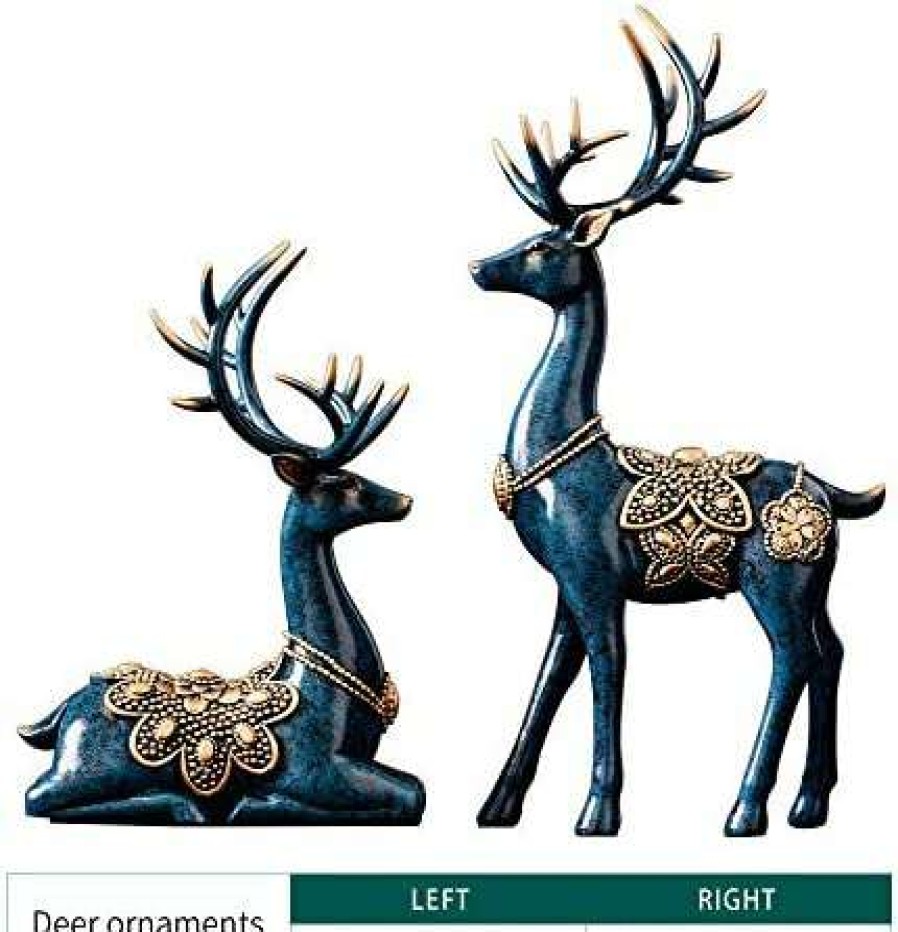 Home Decor Products * | Excellent Mayiaho Statues For Home Decor Figurines Sculptures Modern 11.4 Large Deer Decorations Center Table Living Room Resin 2Pcs Big Shelf Accents Bookshelf Fireplace Items Christmas Reindeer Blue Unique