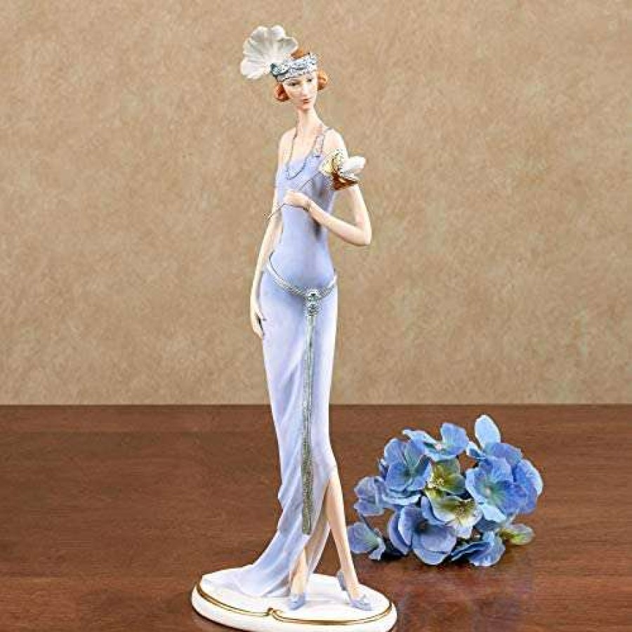 Collectible Figurines * | Fashionable Touch Of Class Masquerade Lady Figurine Resin Light Blue, White Women Of Elegance Statue For Bedroom, Living Room, Mantel, Office, Bookshelf Glamour Girl 1920S Style Dress