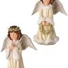 Collectible Figurines * | Outlet Regency International Resin Christmas Girl Angel Figurine, Set Of 2, 8 Inch