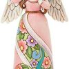 Collectible Figurines * | Premium Product Jim Shore Heartwood Creek Pray Hope Love Pink Angel With Folded Hands Figurine