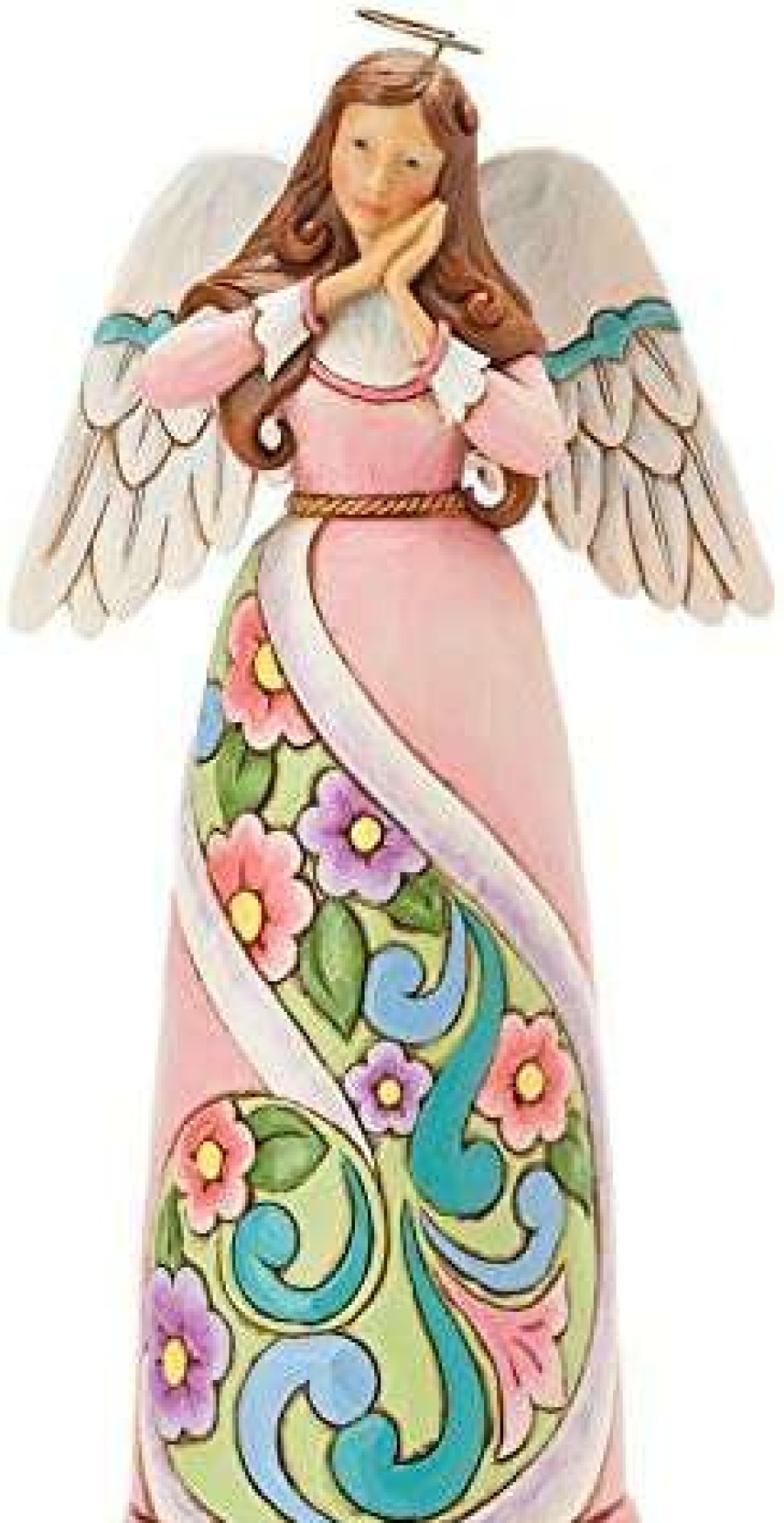 Collectible Figurines * | Premium Product Jim Shore Heartwood Creek Pray Hope Love Pink Angel With Folded Hands Figurine