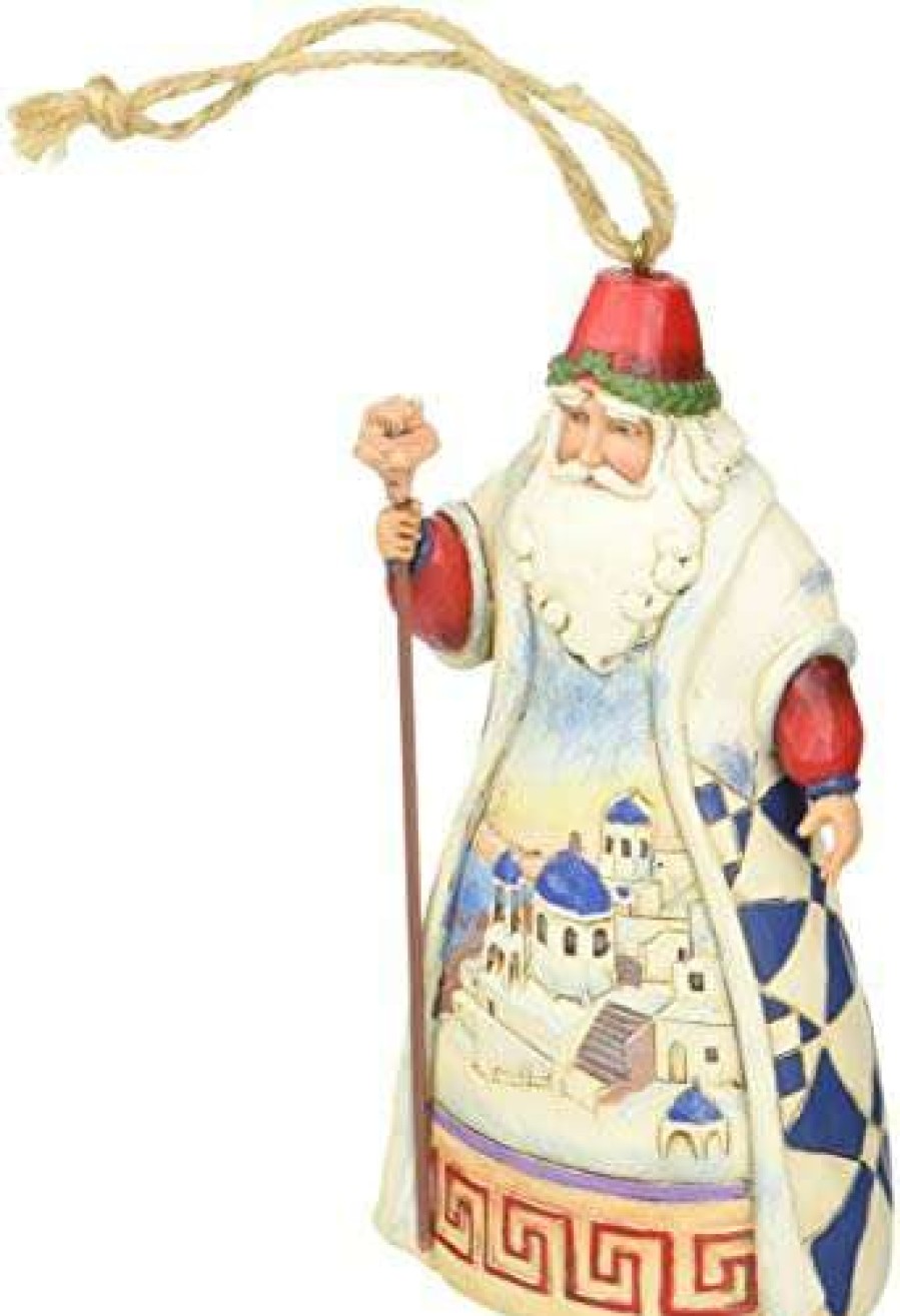 Hanging Ornaments * | New Models Jim Shore Heartwood Creek Greek Santa Stone Resin Hanging Ornament, 4.5"