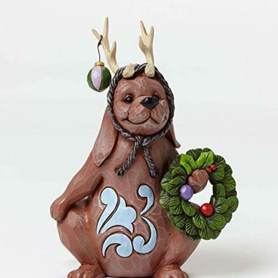 Collectible Figurines * | Store Jim Shore For Enesco Heartwood Creek Lazy And Lovable Christmas Dog Figurine, 5.875