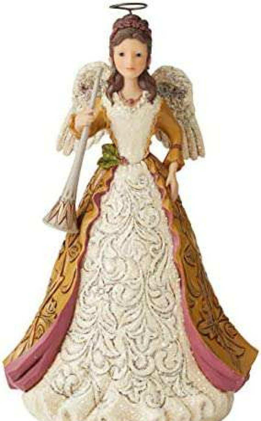 Collectible Figurines * | Fashionable Enesco Jim Shore Heartwood Creek Victorian Angel Holding Horn Figurine, 9.5 Inch, Multicolor