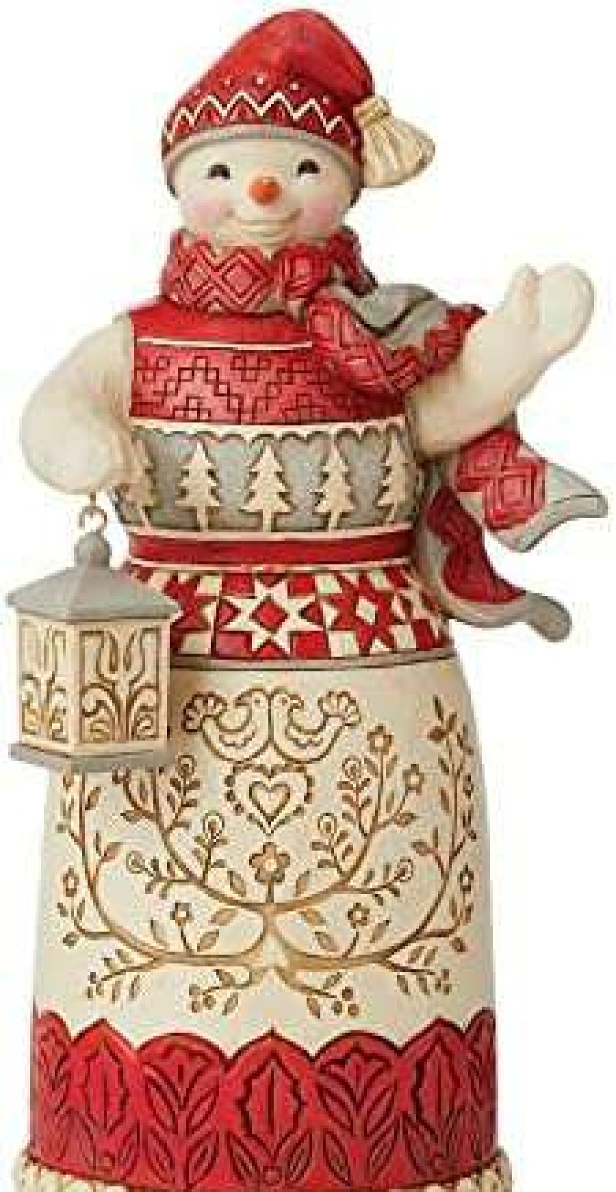 Collectible Figurines * | Competitive Price Enesco Jim Shore Heartwood Creek Nordic Noel Snowman With Lantern Figurine 6009501