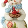 Collectible Figurines * | Discount Sale Enesco Jim Shore Heartwood Creek Snowman With Cardinal Miniature Figurine, 3.54 Inch, Multicolor