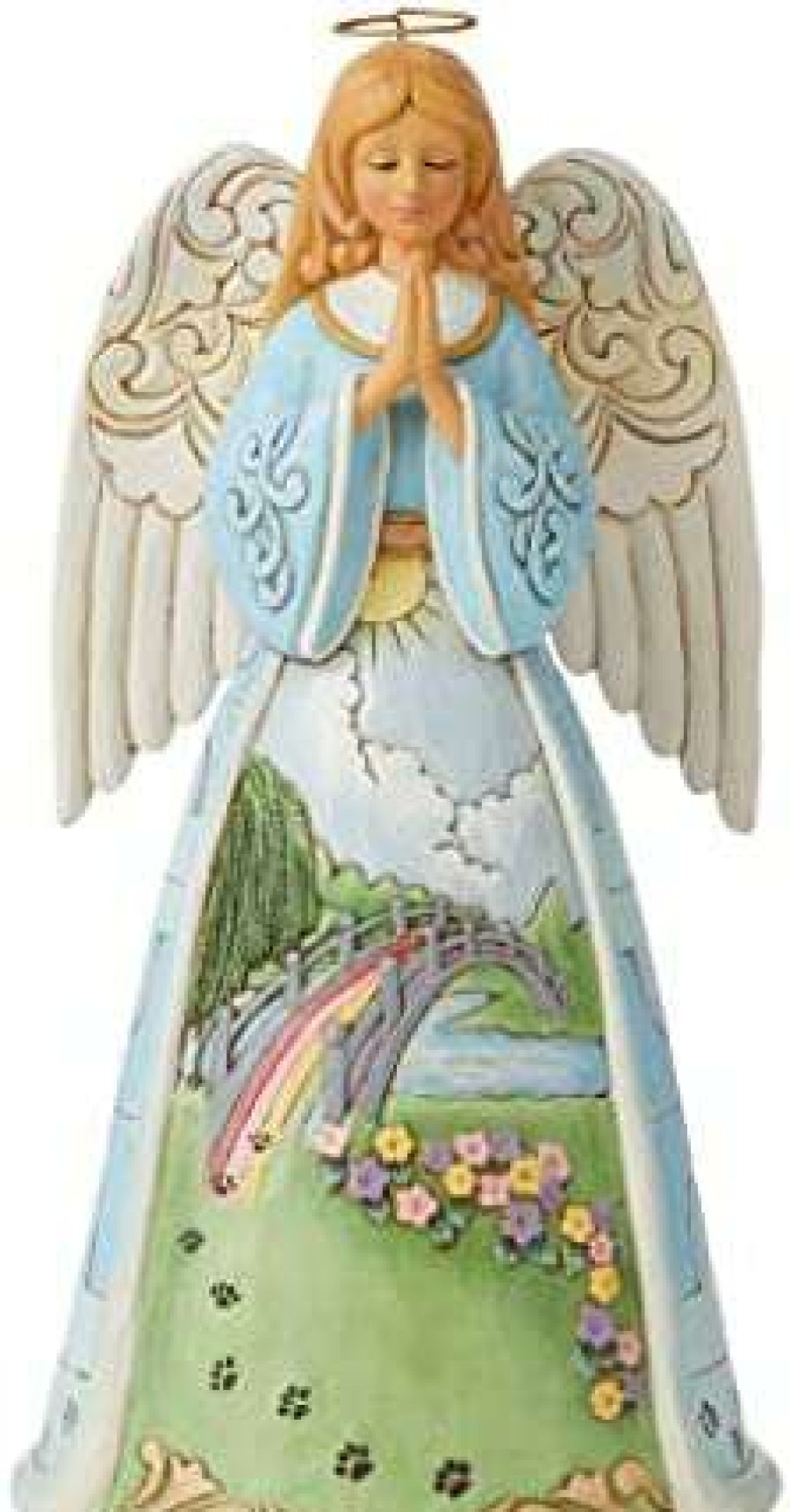 Collectible Figurines * | Clearance Enesco Jim Shore Heartwood Creek Rainbow Bridge Pet Bereavement Angel Figurine, 9.75 Inch, Multicolor