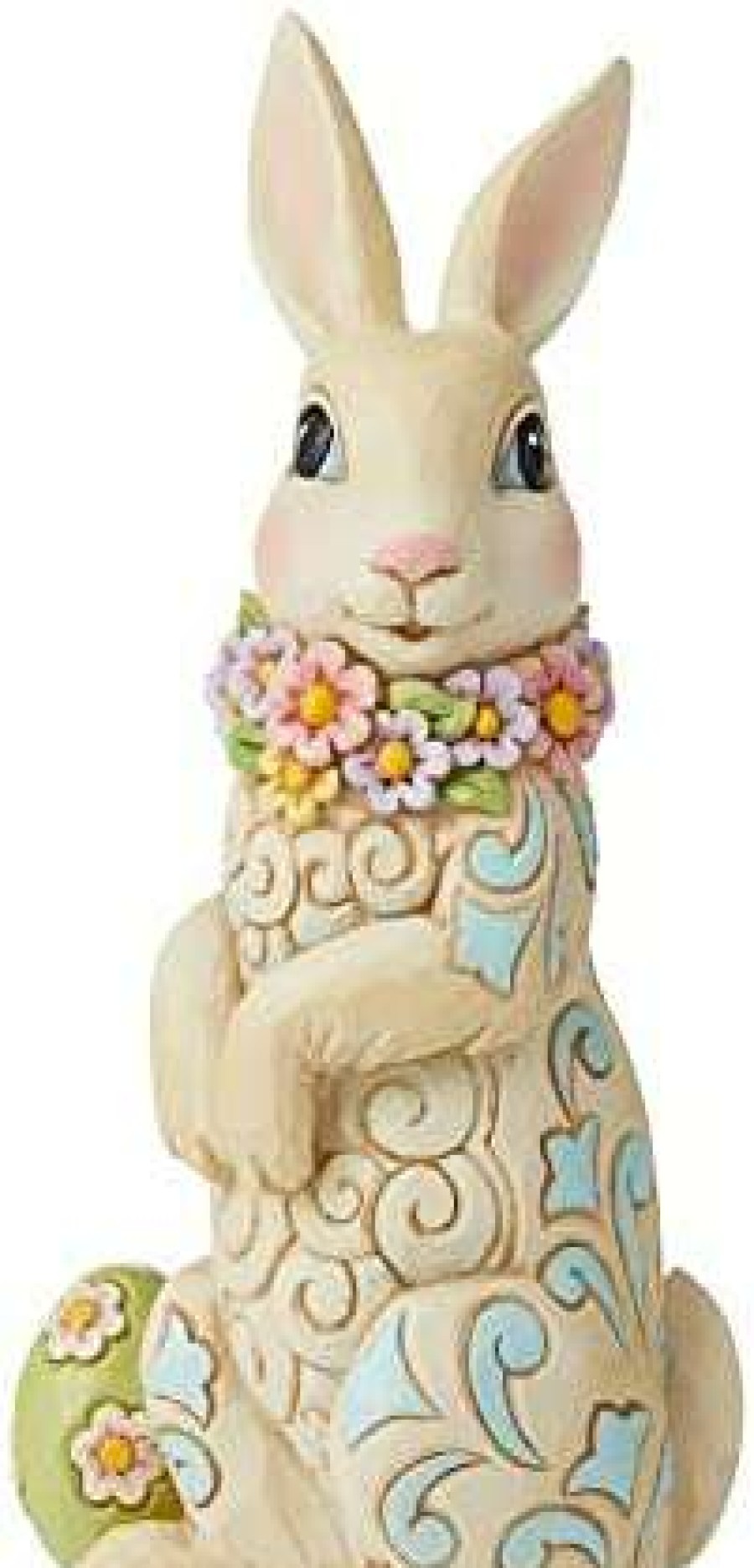 Collectible Figurines * | Excellent Jim Shore Easter Bunny With Floral Wreath Figurine 6010278