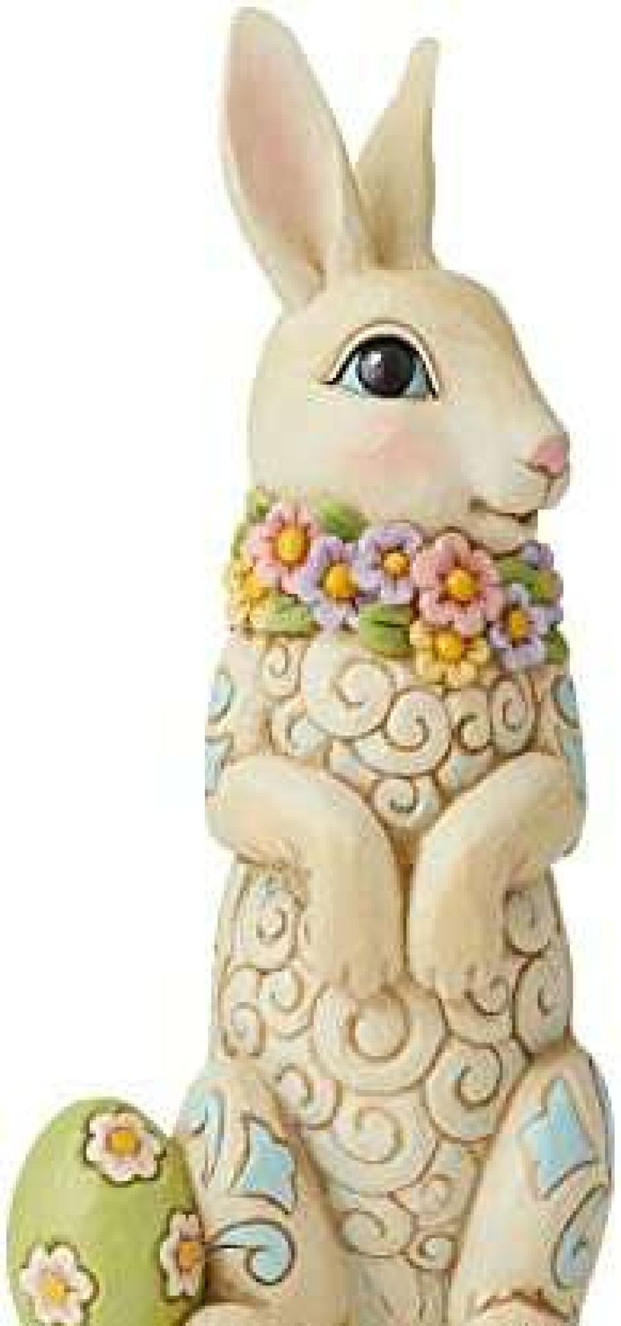 Collectible Figurines * | Excellent Jim Shore Easter Bunny With Floral Wreath Figurine 6010278