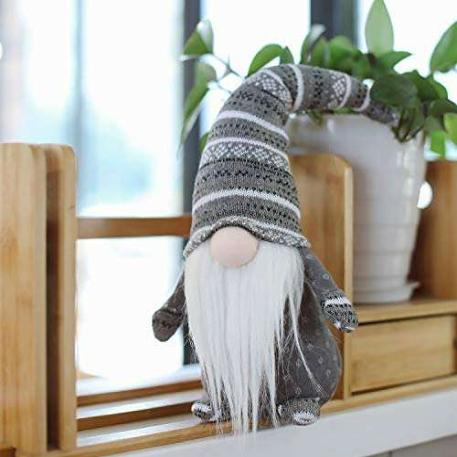 Collectible Figurines * | Hot Sell Handmade Christmas Gnome Decoration Santa Swedish Figurines (Grey)