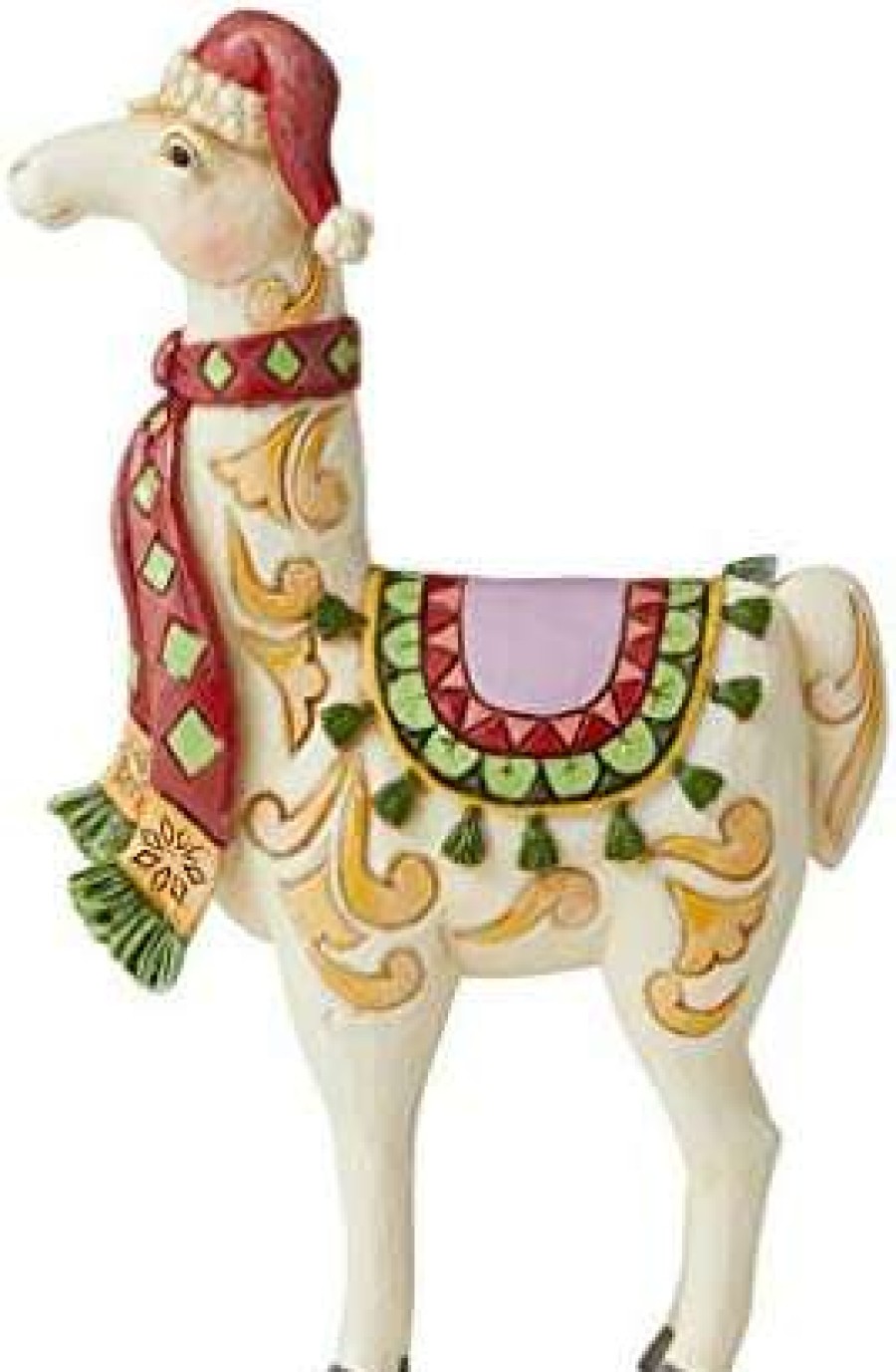 Collectible Figurines * | Competitive Price Enesco Jim Shore Heartwood Creek Fa-La-Llama With Scarf Pint-Sized Figurine, 5.63 Inch, Multicolor