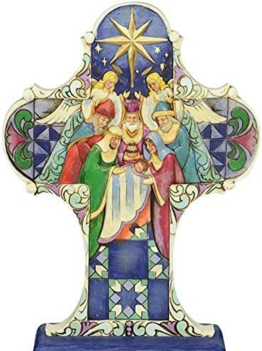 Collectible Figurines * | Fascinating Model Jim Shore For Enesco Heartwood Creek Nativity Cross Plaque, 9-Inch