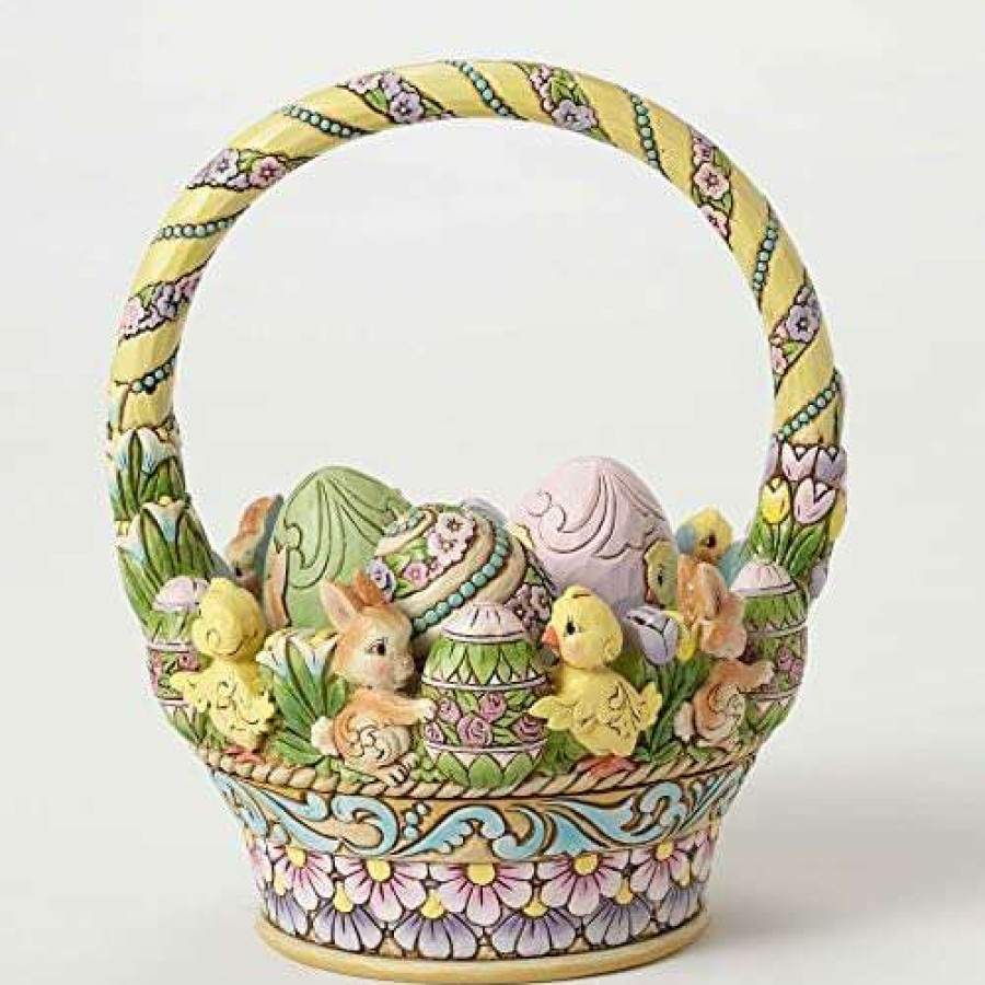 Collectible Figurines * | Hot Sell Jim Shore Hwc By Enesco 12Th Anniversary Easter Basket W/3 Eggs