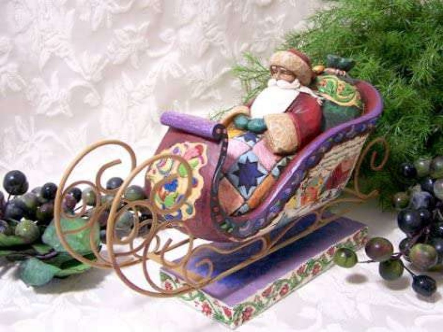 Collectible Figurines * | Top Sell Jim Shore Heartwood Creek "Delivering Joy" Sleigh Centerpiece Figurine By Enesco 117719