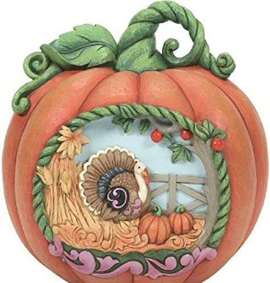 Collectible Figurines * | Store Enesco Jim Shore Heartwood Creek Harvest Pumpkin With Scene, Figurine, 8.46 Inch, Multicolor