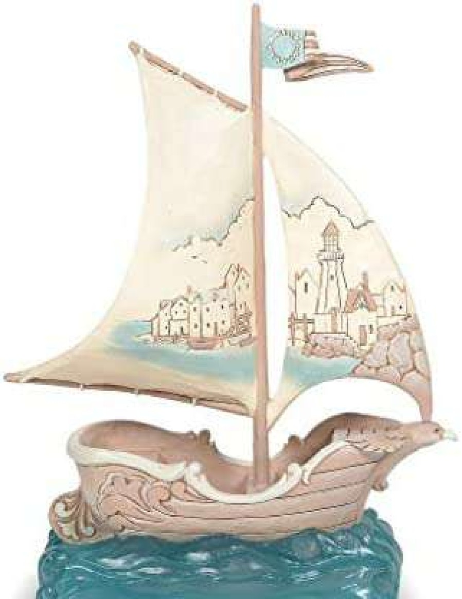 Collectible Figurines * | Fascinating Model Enesco Jim Shore Heartwood Creek Coastal Sailboat With Scene Figurine, 7.5 Inch, Multicolor