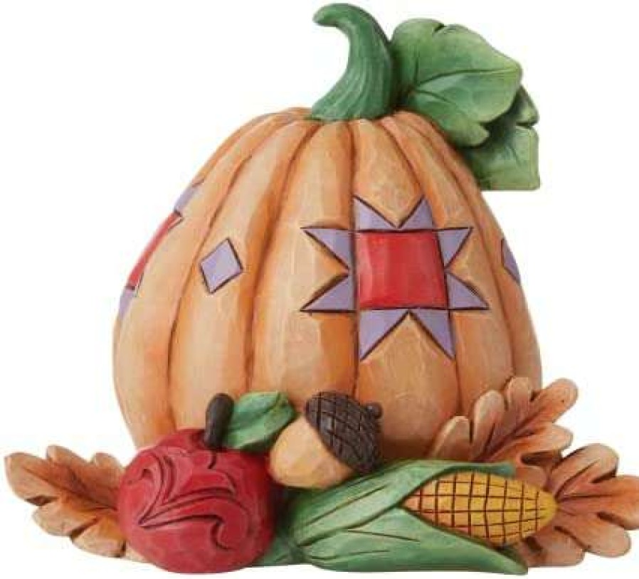 Collectible Figurines * | Discount Sale Enesco Jim Shore Heartwood Creek Harvest Pumpkin With Bounty Miniature Figurine, 4 Inch, Multicolor