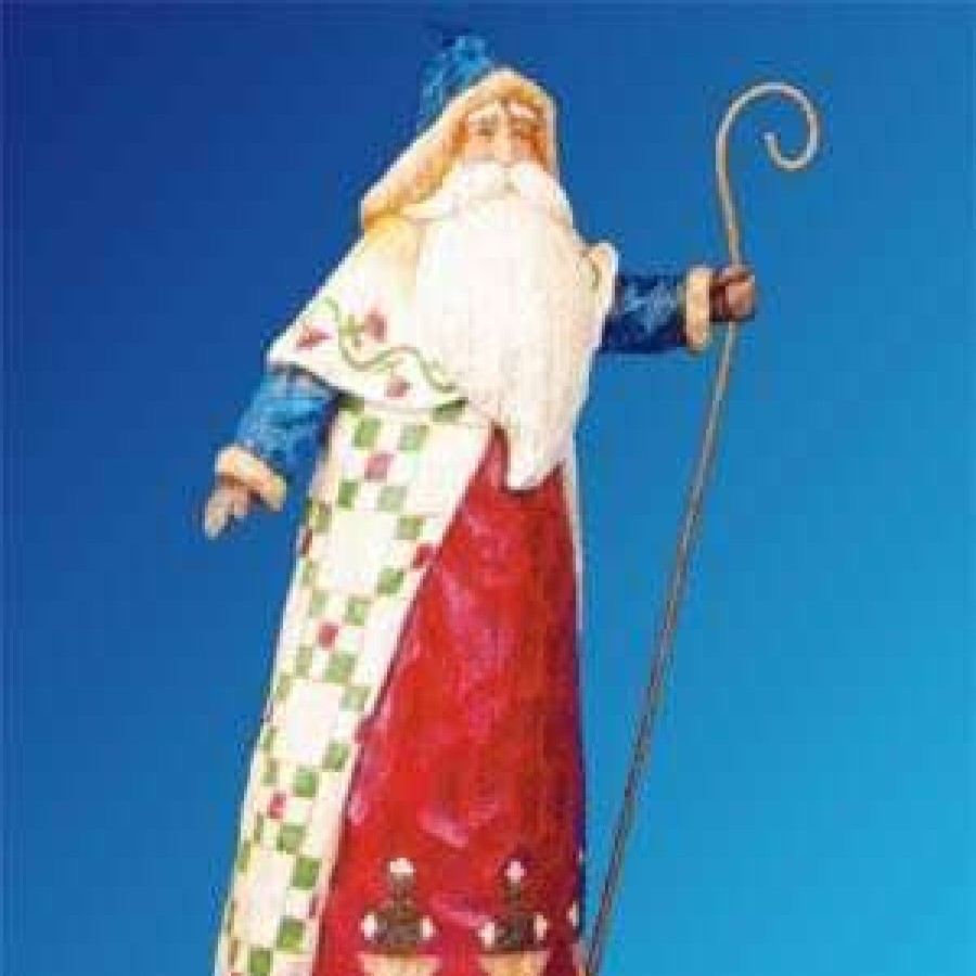 Collectible Figurines * | Reduction In Price Jim Shore Heartwood Creek Santa With Cane By Enesco 105533