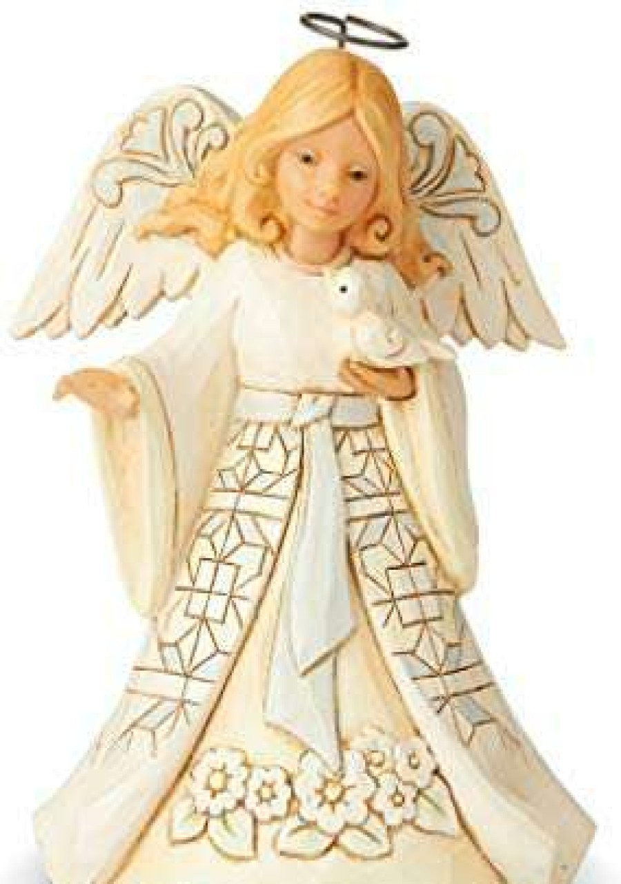 Collectible Figurines * | Top Sell Enesco Woodland Angel With Dove 6004764